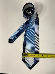 Corbata Karl Knox para Hombre - Corbata de Diseñador Azul Blanco Dorado 100 % Poli Rayas VALOR - Imagen 1 de 3