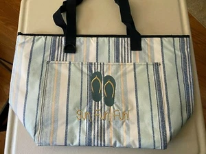 THIRTYONE Thirty One 31 Gifts Tote-Ally Toteally Thermal Tote Boardwalk Stripe - Picture 1 of 5