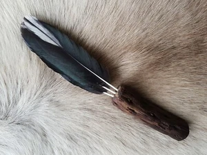 Smudging Fan - Bantam Feathers on Exmoor Gorse Handle - Picture 1 of 1