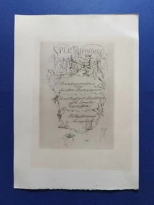 MENU' TEDESCO litografia in bianco e nero con firma 1936. - Foto 1 di 1