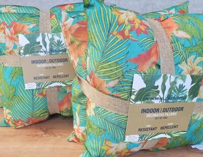 SET 4 TOMMY BAHAMA Indoor Outdoor Tropical Hibiscus Floral Pillows FREE US SHIP - Image 1 of 4
