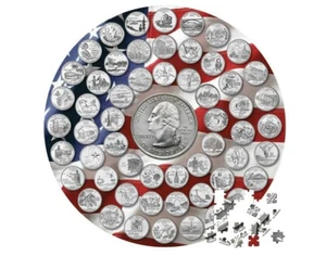 US State Quarter Jigsaw Puzzle Kid Gift Idea Educational 2 Sides New 500 Pieces - Picture 1 of 3