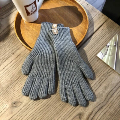 Thick Warm Gloves Knitted Riding Gloves Touch Screen Two Exposed Fingers Mittens - Image 1 of 4