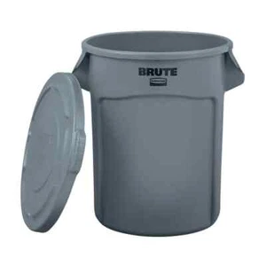 BRUTE 32 Gal. Grey Vented Plastic Outdoor Trash Can with Lid For Restaurants/Off - Picture 1 of 7