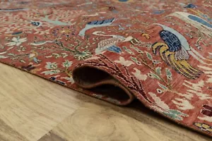 8X10 Red Hand-Knotted Bird Pattern Oushak Wool Rug I FREE SHIPPING I 241 - Picture 1 of 20
