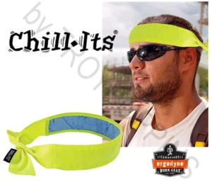 ERGODYNE SAFETY GEAR-CHILL-ITS 6700CT HV GREEN COOLING BANDANA W/TIES HOT WORK - Picture 1 of 3