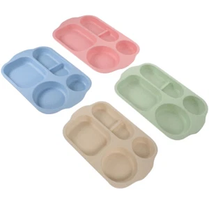 4 Pcs Anti-fall and Anti-scalding Rice Plate Child Wheatstraw Dishes Dinner - Picture 1 of 12