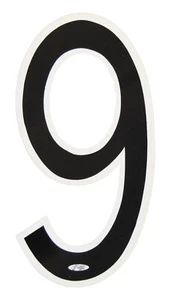 Neal Enterprises PROLINE 6" Number Plate Number #9 BLACK with WHITE outline NOS! - Picture 1 of 1