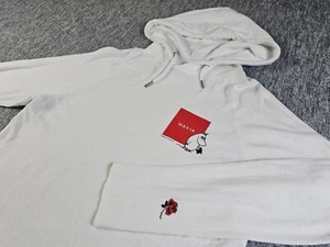 Moomin x Makia Kiltti Hoodie M White Red Logo Rose Embroidered 2019 Tencel - Imagen 1 de 11
