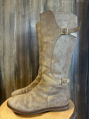 Botas de motociclista JIMMY CHOO doradas metálicas de gamuza para mujer talla 37 (US 6.5) Foto 1 de 4