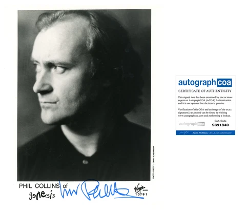 GENESIS PHIL COLLINS signed Autograph 8x10 Photo Autographed ACOA COA Cover