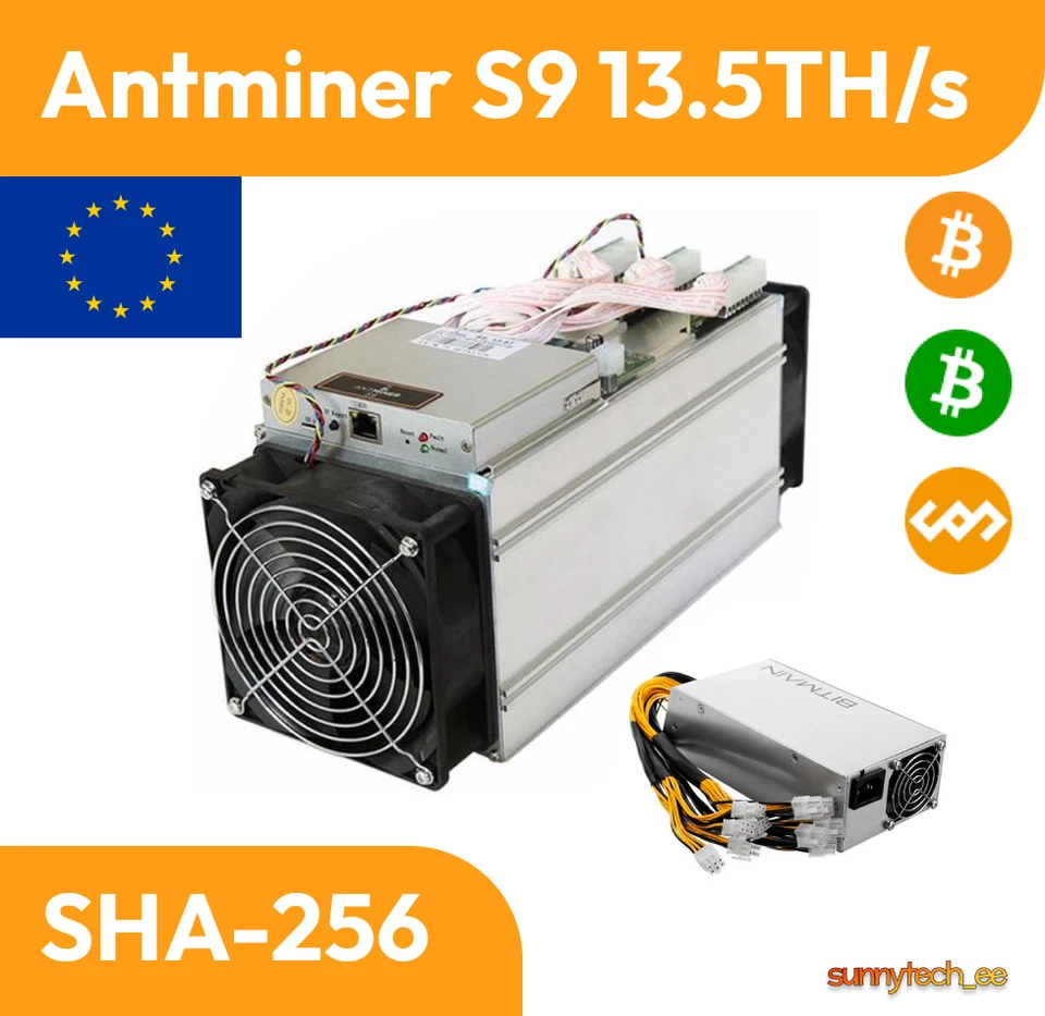 Antminer S9 13.5TH/s Bitmain Bitcoin Miner with PSU - Bild 1 von 1