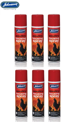 JOHNSON'S 6X JOHNSONS VETERINARY POULTRY HOUSING SPRAY KILLS MITES LICE & FLEAS 250ML