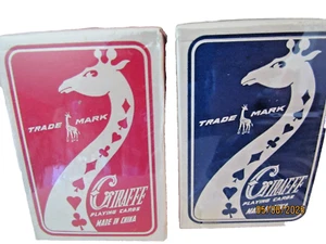 2 Vintage Giraffe Playing Cards Blue & Red White Sealed! - Picture 1 of 4
