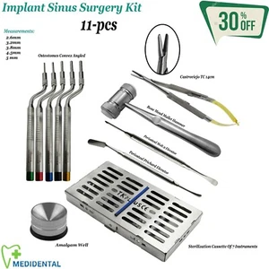 Set Of 11 Surgical Implant Instruments Sinus Lift Surgery Bone Grafting Tool Kit - Picture 1 of 8