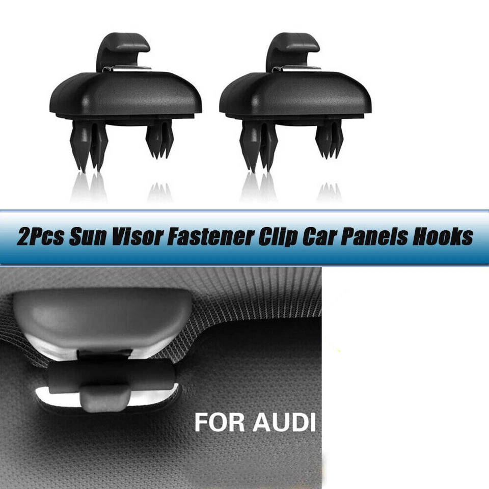 2PCS Sun Visor Clip Black for Audi A3 A4 A5 Q5 A7 B6 B7 B8 S4 S5 TT 8E0857562A - Image 1 of 4