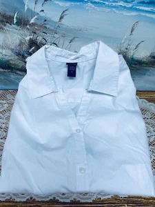 Basic Editions Damen ärmelloses Top ~ Knopfleiste ~ Kragen 3X weiß neu mit Etikett - Bild 1 von 5