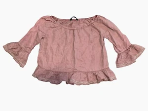 Walter Baker womens Mauve off shoulder bell sleeve blouse sz medium peasant top - Picture 1 of 4
