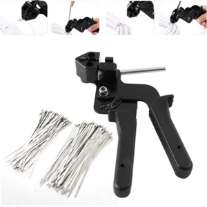 Kabelbinder Werkzeug Pistole Edelstahl Kabelbinder Werkzeug mit 200 Stück Metall Zip Binder - Bild 1 von 12