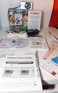 CANON POWERSHOT S500 DIGITAL CAMERA + BOX MEM CARD PAPERWORK CORDS TESTED WORKS - Picture 1 of 9