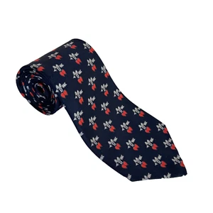 Vintage Christian Dior Blue Silk Tie with Red Hearts & Arrow 4" Wide and 55" tip - Picture 1 of 11
