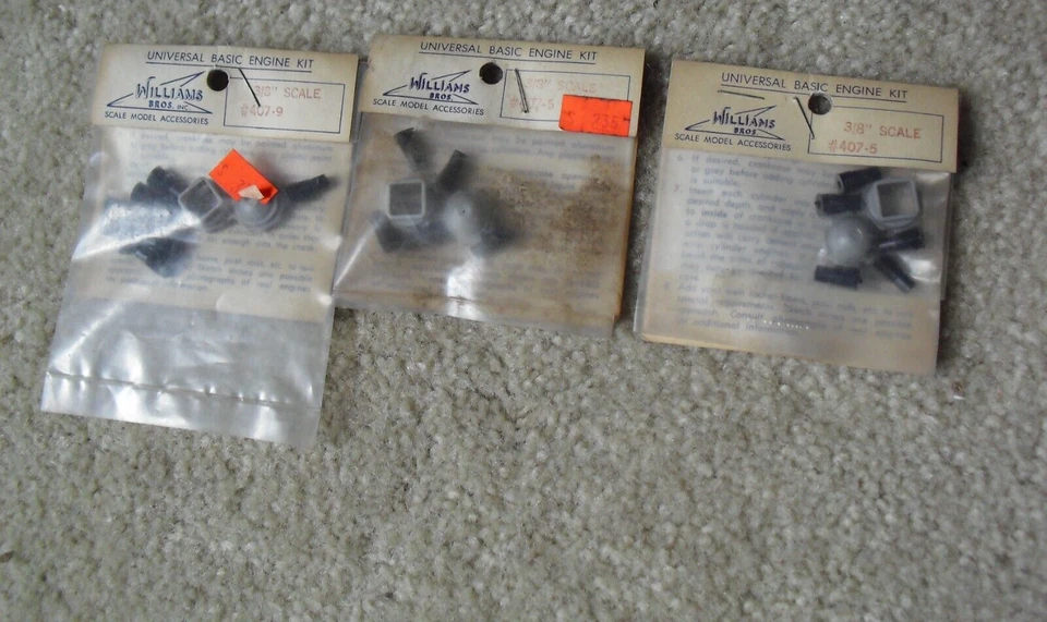 Lot of 3 RC Accessory Parts Williams Engine Kit 407-9 407-5 NOS - Image 1 of 1