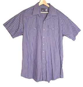 VINTAGE Panhandle Slim Men’s Pearl Snap Button Up Shirt SZ 18 (2XLT) Blue Stripe - Picture 1 of 15