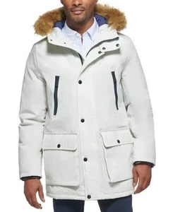 Club Room Men's Parka with a Faux Fur-Hood Jacket in White-Small - Picture 1 of 19