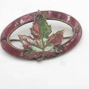 Vintage Enamel Brooch Gullioche Canada Maple Leaf Sash Pin - Picture 1 of 10