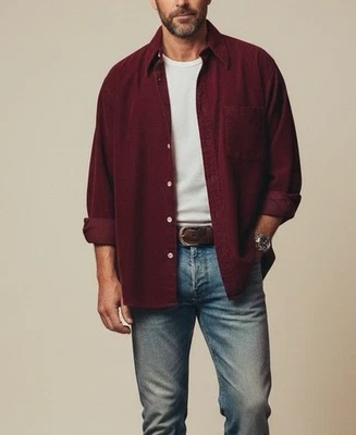 Ted Baker Corduroy Shirt Retro Collar Inverted Back Pleat Oversized Sz four L - Image 1 of 4