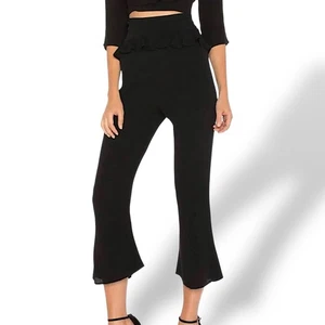 For Love & Lemons Black Ruffle Waist Crop Flare Pants Women’s Size S Y2K Chic - Picture 1 of 4