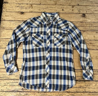 Miller Western Wear Men’s Size 16/34 Blue Plaid LS Pearl Snap Shirt - Image 1 of 4