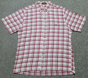 Aertex Shirt Mens Button Up Short Sleeve Size XL Red Checkered Casual - Picture 1 of 5