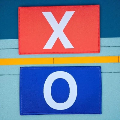 RED X and BLUE O 2pc SET SQUI D  SURVIVAL GAME TV SHOW TACTICAL WOVEN HOOK PATCH - Image 1 of 4