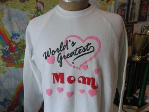 Vintage 90's World's Greatest MOM Mother's Day White Crewneck Sweatshirt L - Bild 1 von 5