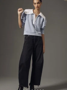 Sudadera Anthropologie Cuello Popelina Cuello en V Lavanda Talla 2X NUEVA - Imagen 1 de 13