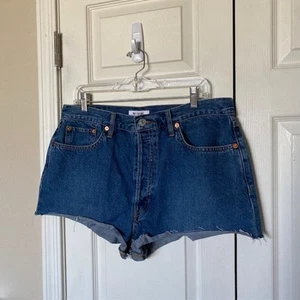 RE/DONE 70s High Rise Short High Tide Button Fly Rigid Denim Neu mit Etikett - Bild 1 von 11