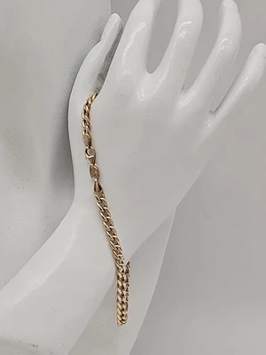 "Brazalete de eslabones de oro amarillo de 14 k italiano Aurafin de 9"" para hombre 4,28 gramos clásico Lg" Foto 1 de 4