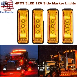 4 piezas LED camión remolque RV marcador lateral luces ámbar luz de separación impermeable - Imagen 1 de 15
