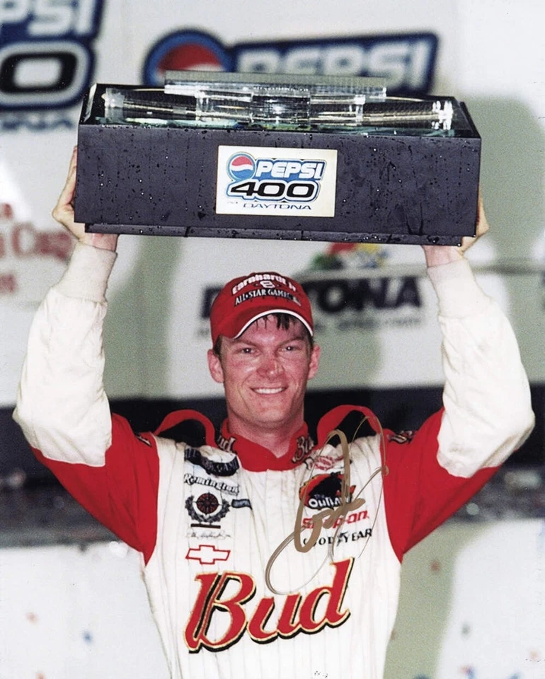Autografiado 2001 Dale Earnhardt Jr. #8 Budweiser MLB All-Star Daytona Pepsi 400 Foto 1 de 1