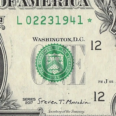 FEB 23 1941 Birthday Date Star Note Fancy Serial Number One Dollar Bill - Image 1 of 4