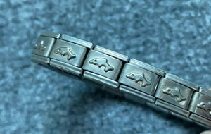 VINTAGE ITALIAN NOMINATION CHARM STAINLESS STEEL BRACELET 90s Y2K Dolphin - Picture 1 of 5
