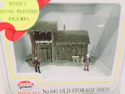 Model Power HO Scale No. 641 Old Storage Shed with 2 Painted Figures - Image 1 of 4