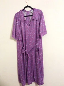 Vintage Ina Carol 3X Housedress Secretary Dress Lavendar With Pink Flowers - Picture 1 of 6