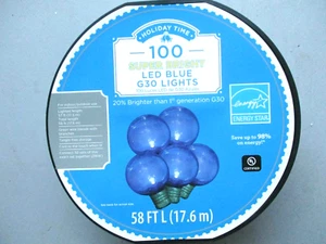 Holiday Time Blue LED String Lights 100 Super Bright G30 Indoor Outdoor NEW - Picture 1 of 4