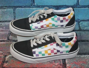 Vans Missy Old Skool Multicolor Rainbow Checkers Skate Shoes 500714 Women’s 3.5 - Picture 1 of 5