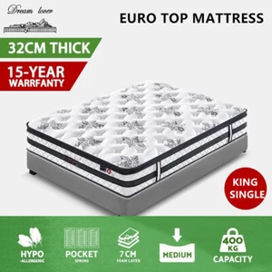 King single Medium Firm Mattress Bed Pocket Spring Ultra HD Foam 32CM - Picture 1 of 10