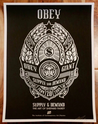 Shepard Fairey Firmado AUTOGRAFIADO 18x24 09 Oferta y Demanda 20 Ann Impresión ICA LE Foto 1 de 3