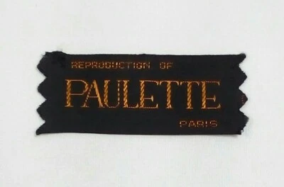 PAULETTE Reproduction of... Paris designer fashion brand label 1900s Vintage  - Image 1 of 4
