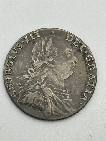 1787 Great Britain One Shilling Silver Coin - no hearts - Nice Detail Cover